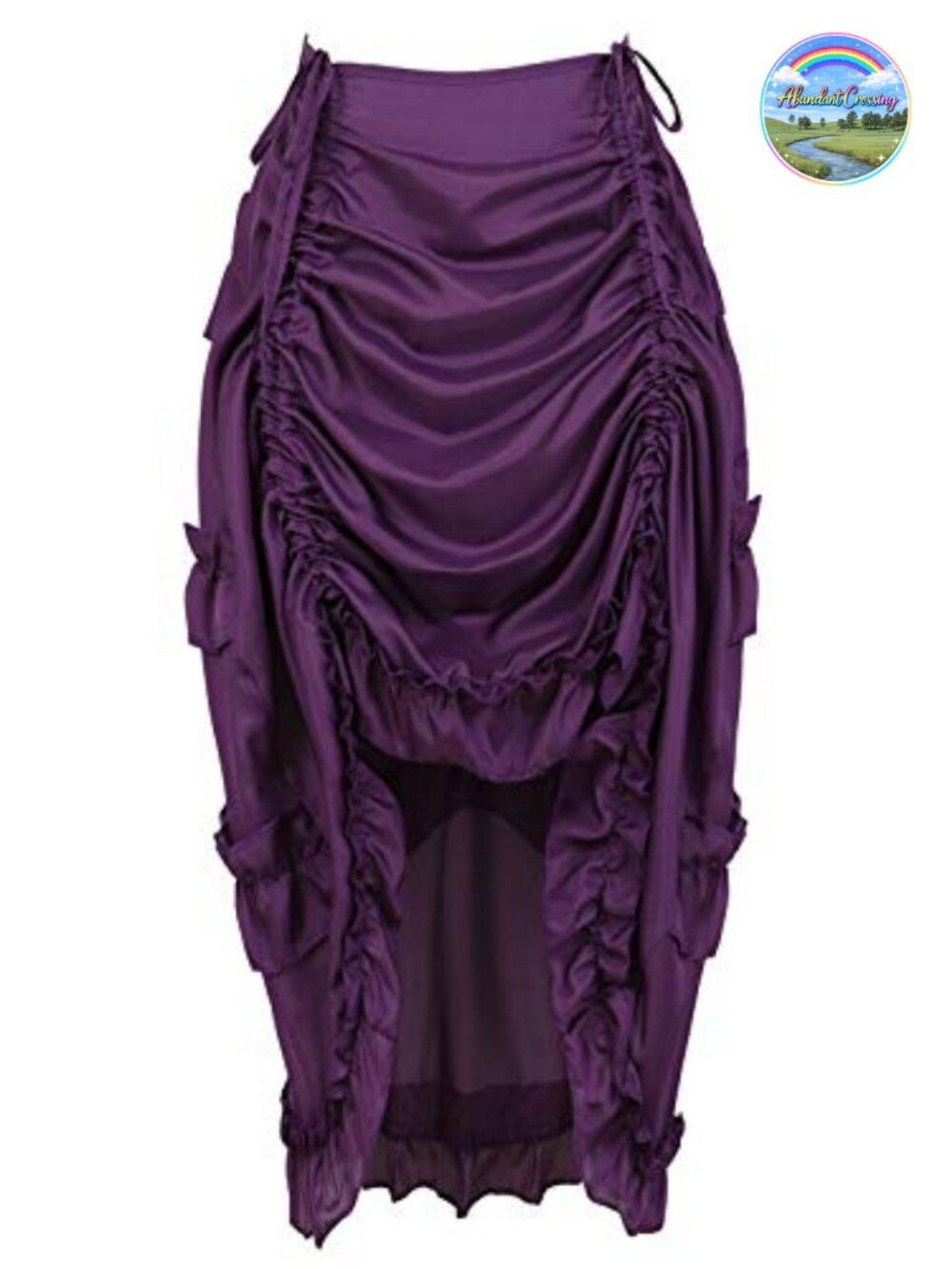 Steampunk High Low Skirt with 4 Tier Ruffles Adjustable Waist Cosplay